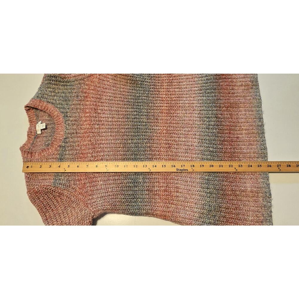 J Jill Sweater Womens M Pink Gray Striped Chunky Knit Crew Neck Cozy Pullover - Picture 8 of 8